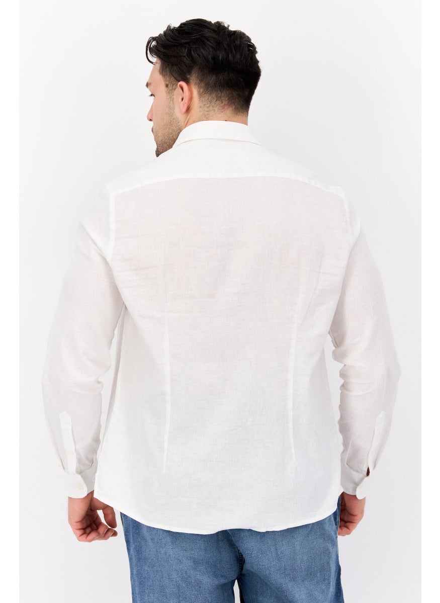 Gazzarrini Men Regular Fit Solid Long Sleeves Casual Shirt, Off White  - Image 3