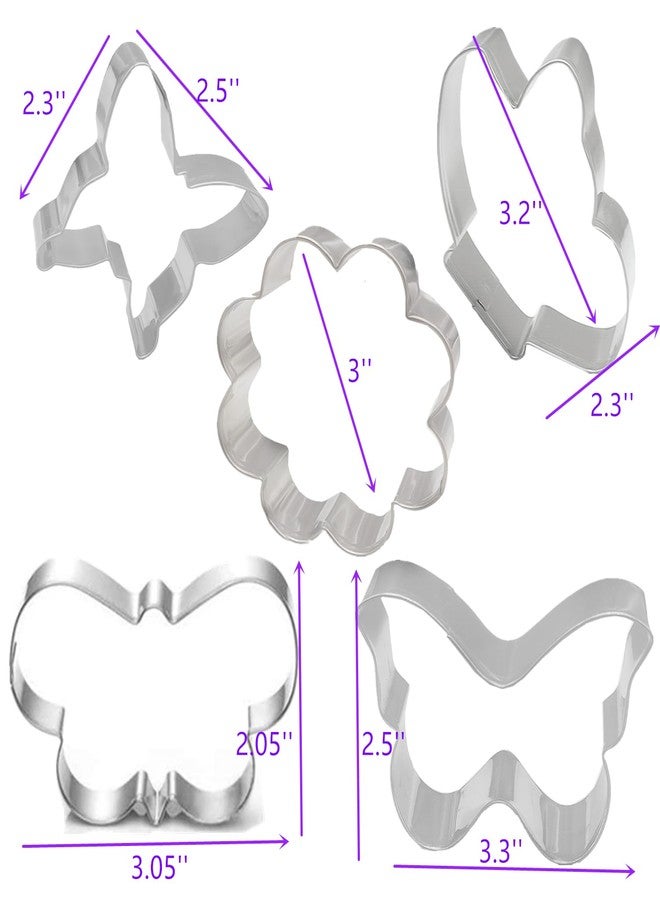 TUZICAKE 5Pcs Butterfly Flower Cookie Cutters Stainless Steel Holiday Cookie Cutter Shapes for Baking Gift Mother's Day, Father's Day, Valentine's Day, Thanksgiving - Image 4