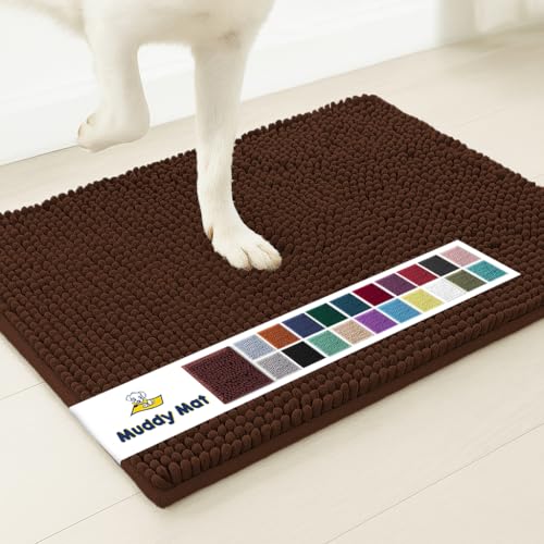 Muddy Mat Super Absorbent Door Mat Indoor Microfiber Quick Dry Chenille Entryway Rug NonSlip Front Door Mat Indoor Mats for Entryway Machine Washable Pet Rug Brown 24x36 - Image 1