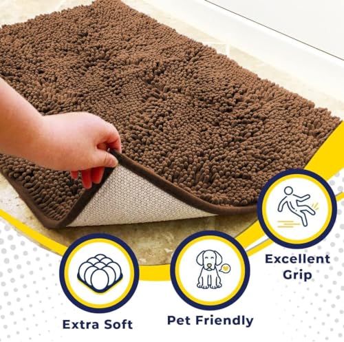 Muddy Mat Super Absorbent Door Mat Indoor Microfiber Quick Dry Chenille Entryway Rug NonSlip Front Door Mat Indoor Mats for Entryway Machine Washable Pet Rug Brown 24x36 - Image 3