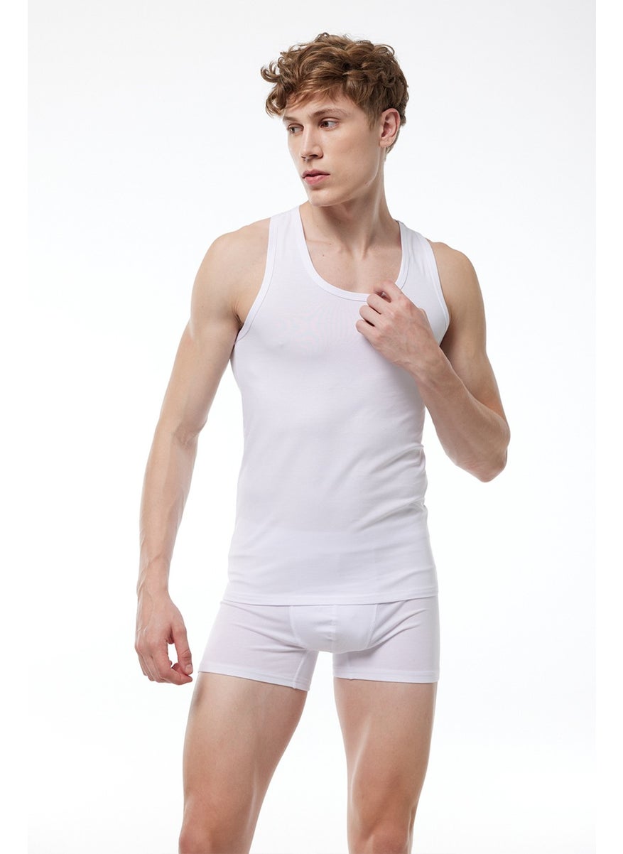 Malabadi White 2 Pack Economical Men's Boxer Cotton Undershirt 094  - Image 2