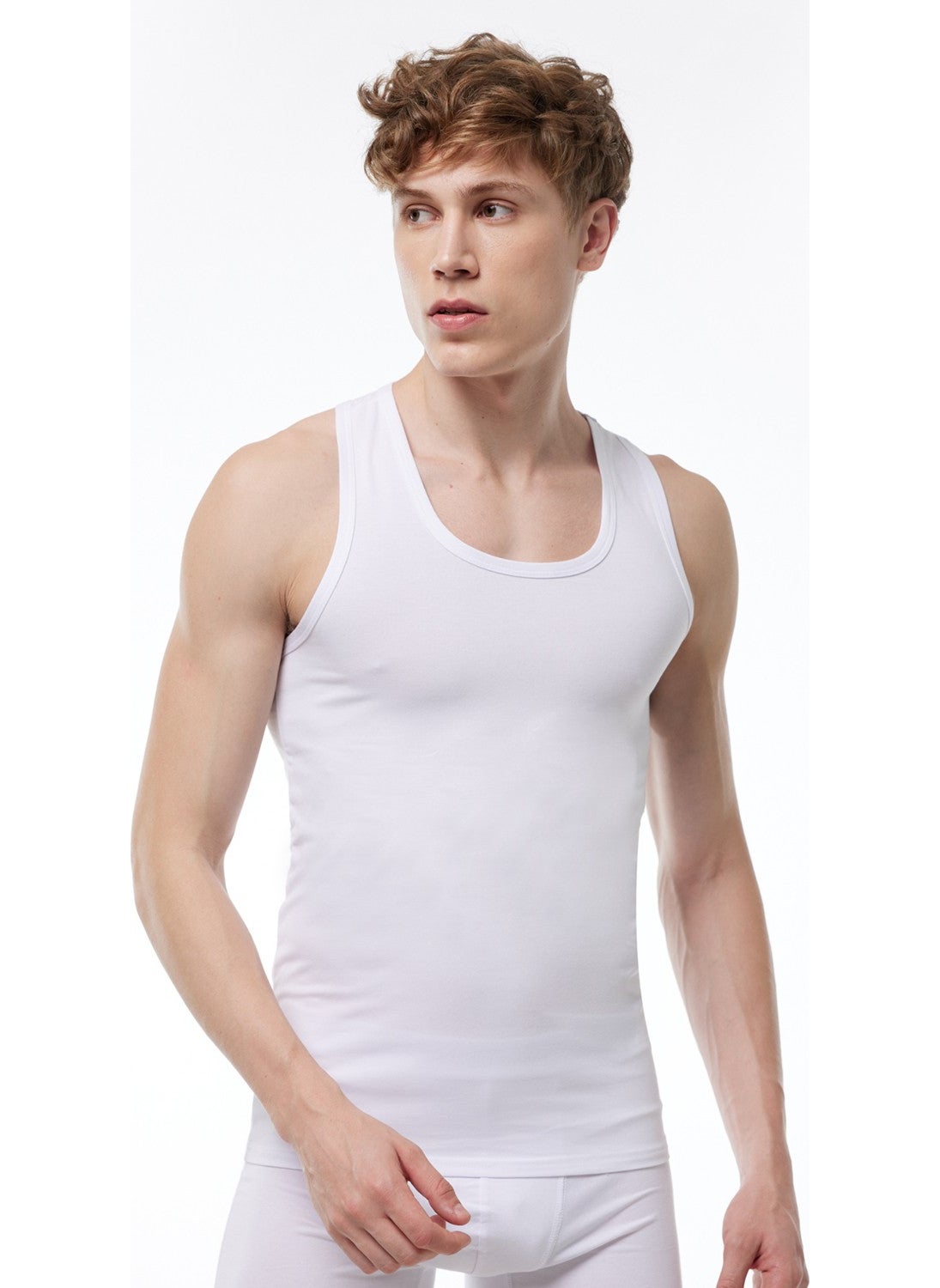 Malabadi White 2 Pack Economical Men's Boxer Cotton Undershirt 094  - Image 1