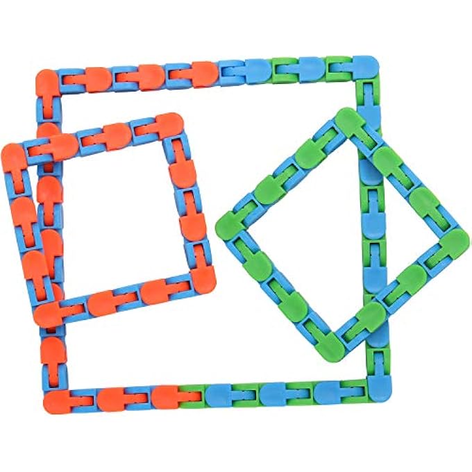 Yeetec 6 Pack 24 Links Wacky Tracks Snap and Click Fidget Toys, Finger Sensory Toys, Snake Puzzles for Stress Relief, Party Bag Fillers, Party Favours, Random Color - Image 3