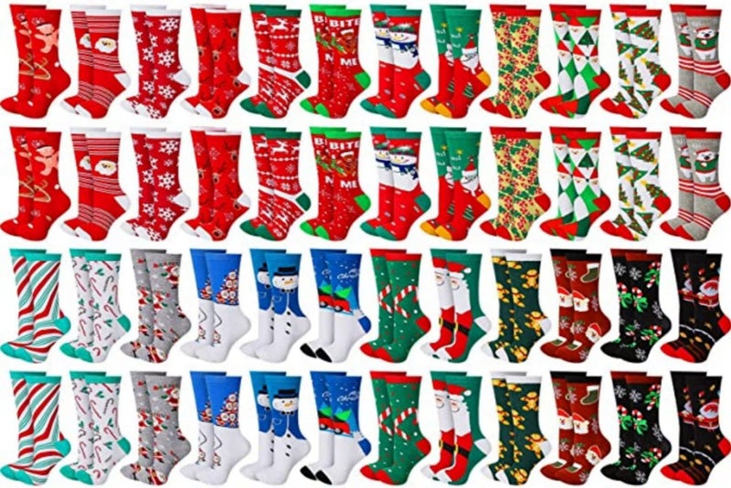LCPQMZGH 48 Pairs Christmas Socks Gifts for Homeless Christmas Socks for Adults Random Styles