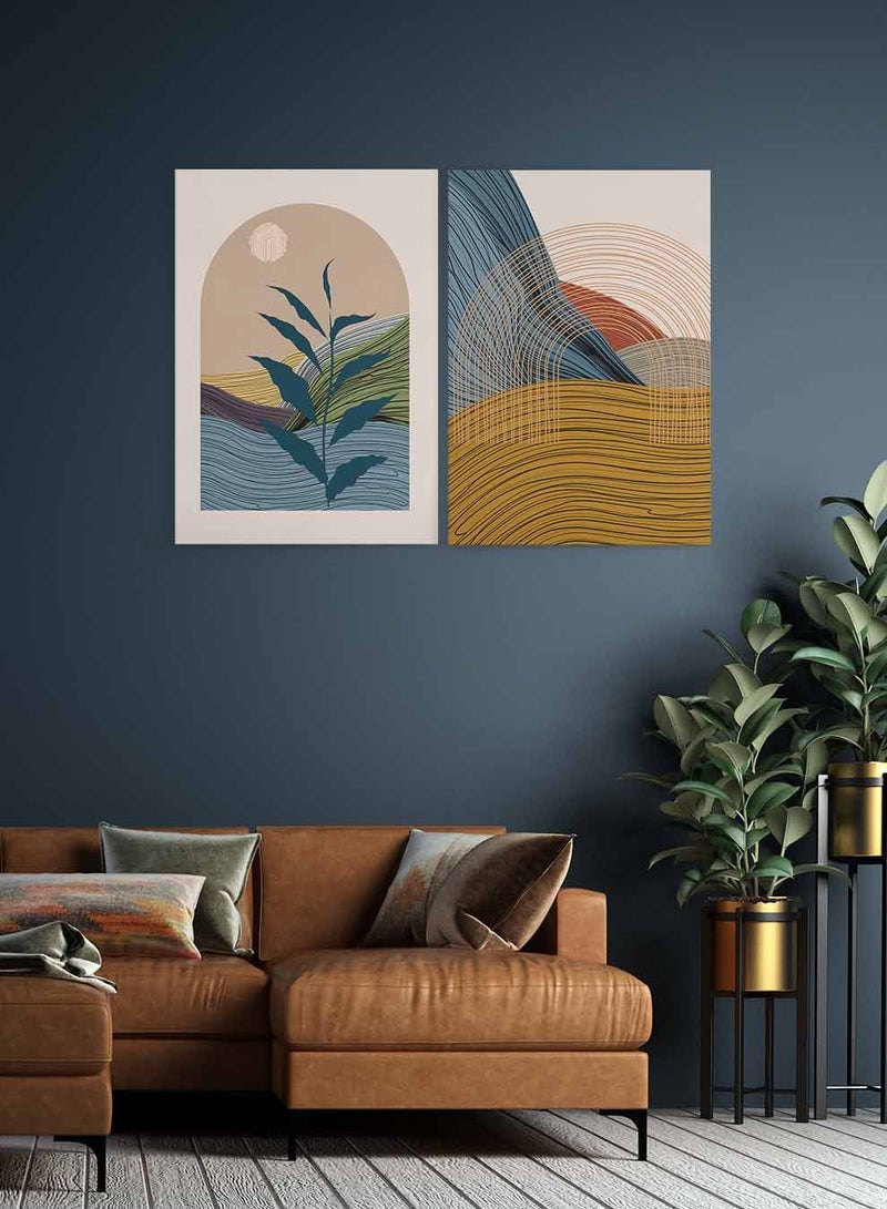 لوحة طقم من لوحتين كانفاس على إطار خشبي، تصميم فن تجريدي ملون، للمنزل، غرفة المعيشة، المكتب، الديكور - Image 3