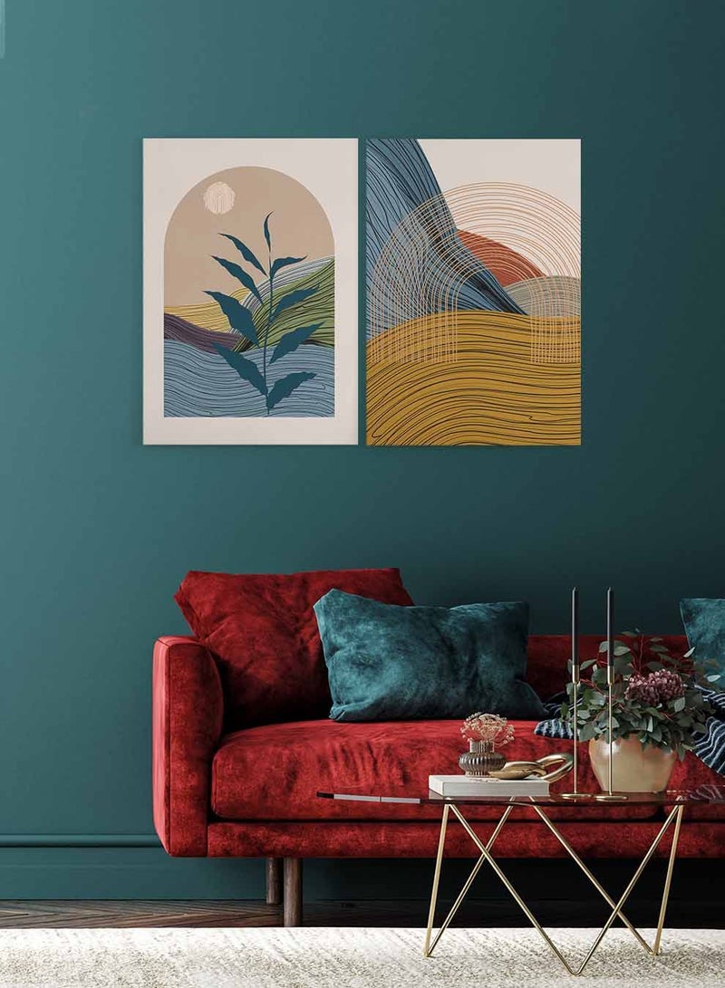 لوحة طقم من لوحتين كانفاس على إطار خشبي، تصميم فن تجريدي ملون، للمنزل، غرفة المعيشة، المكتب، الديكور - Image 2