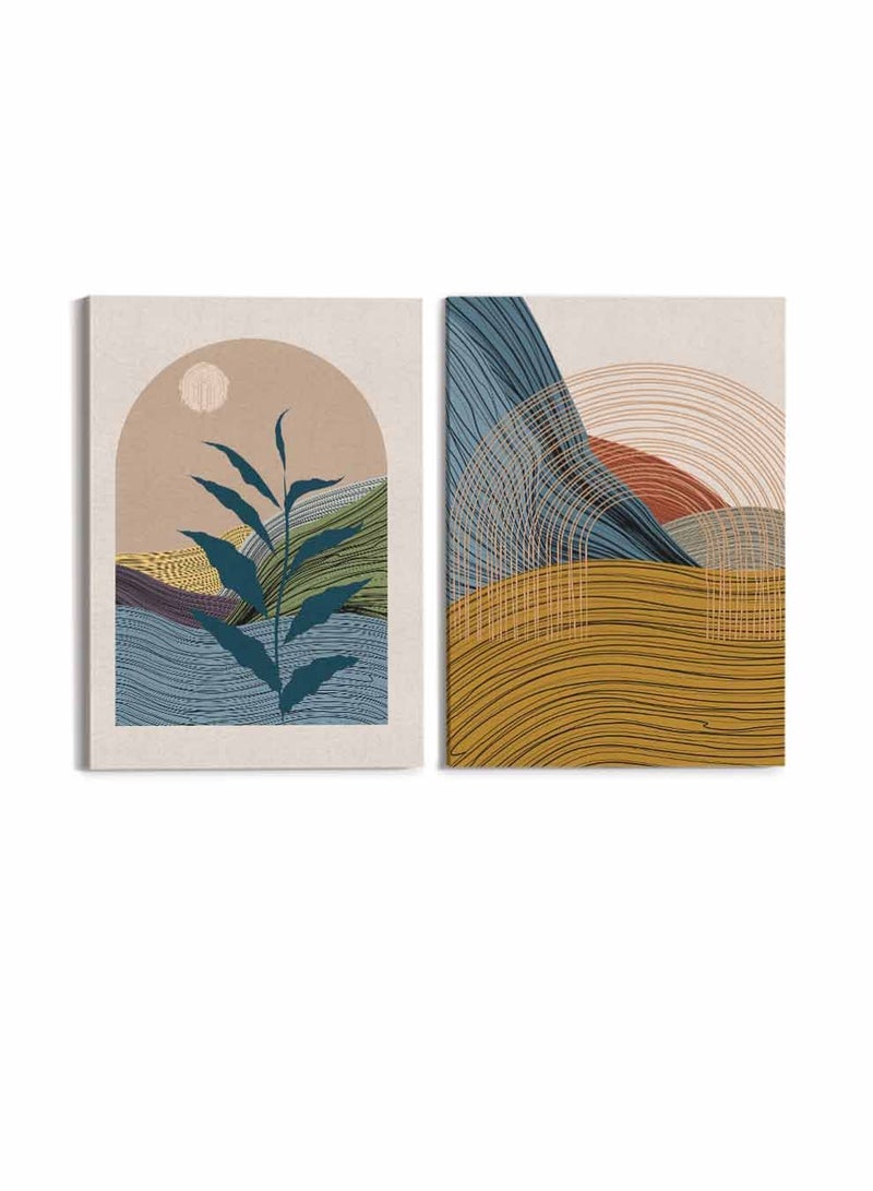 لوحة طقم من لوحتين كانفاس على إطار خشبي، تصميم فن تجريدي ملون، للمنزل، غرفة المعيشة، المكتب، الديكور - Image 4