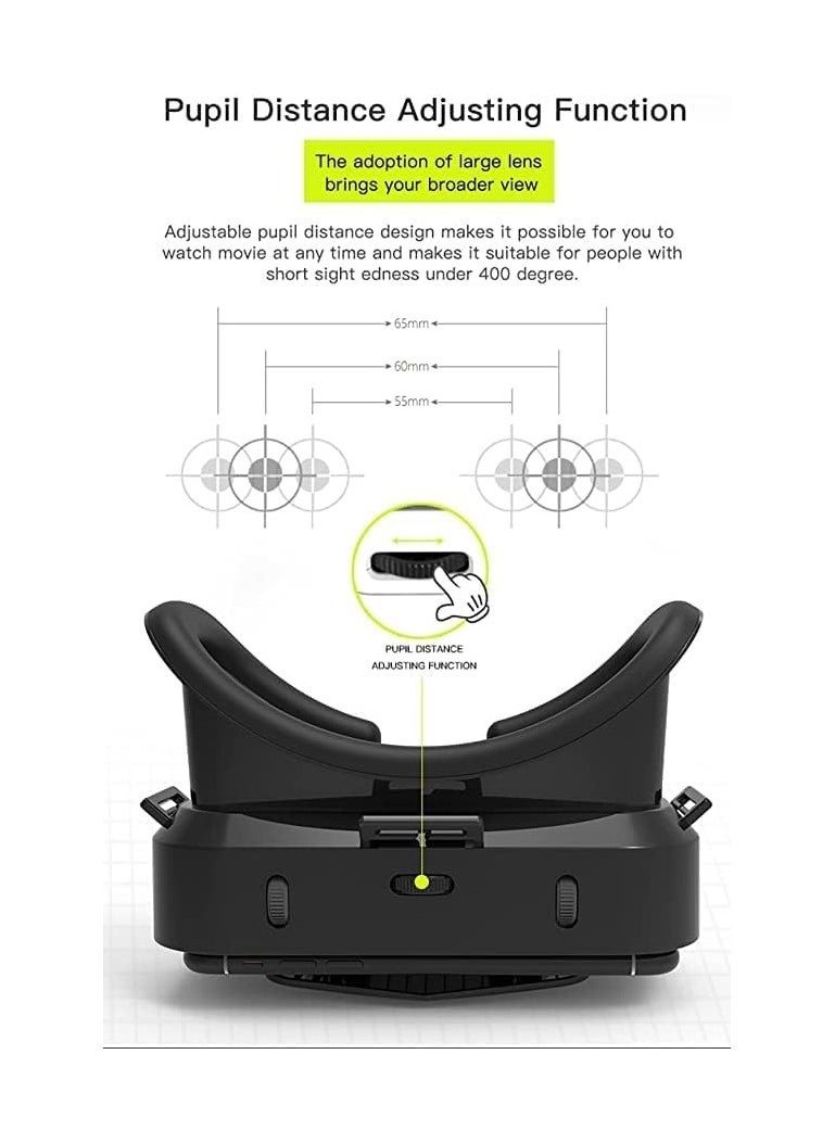 VR SHINECON VR Headset Compatible & Android Phones in 4.7"-7.2" Screen, Lightweight & Adjustable HD 3D Virtual Reality Glasses for Kids or Adults, Black  - Image 4