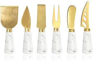 Apusu Apusu Golden Cheese Knife Set 6 Piece, Marble Handle Butter Spatula Knives, Cheese Spreader Cutter with Ergonomic  - Image 1