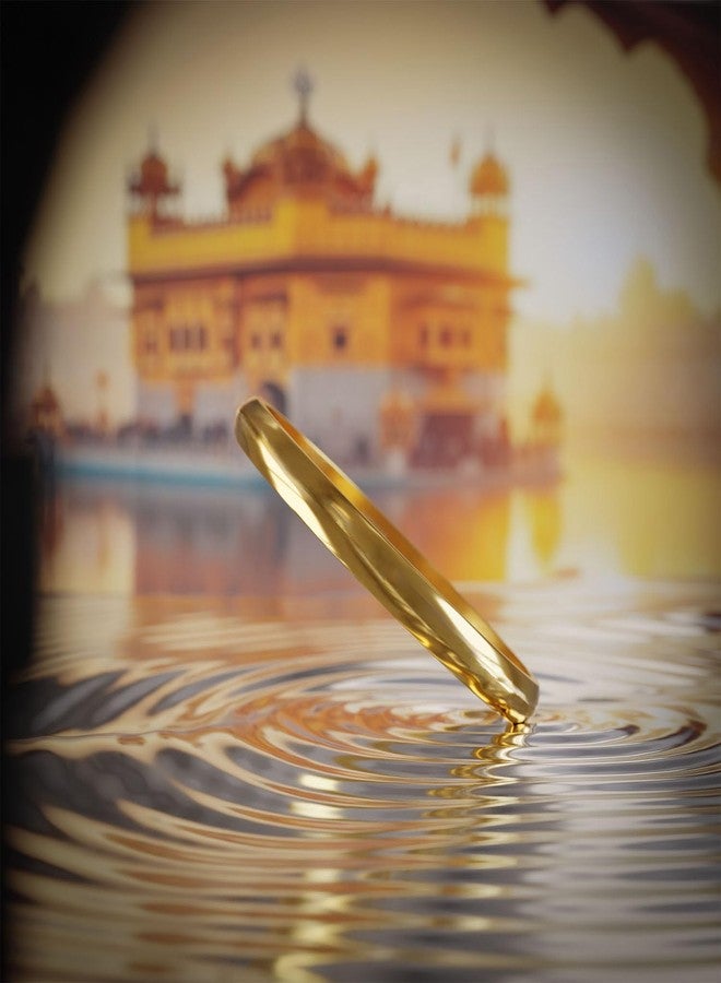 Mesmerize Pure Stainless Steel Sikh Kada Bracelet for Men| Round Curved Gloss Finish | Anti-Tarnish, Rust-Proof, Hypoallergenic | Spiritual Kada for Men | 6 months warranty. (Gold, 2/14 : 74.1 mm Inner Diameter) - Image 3