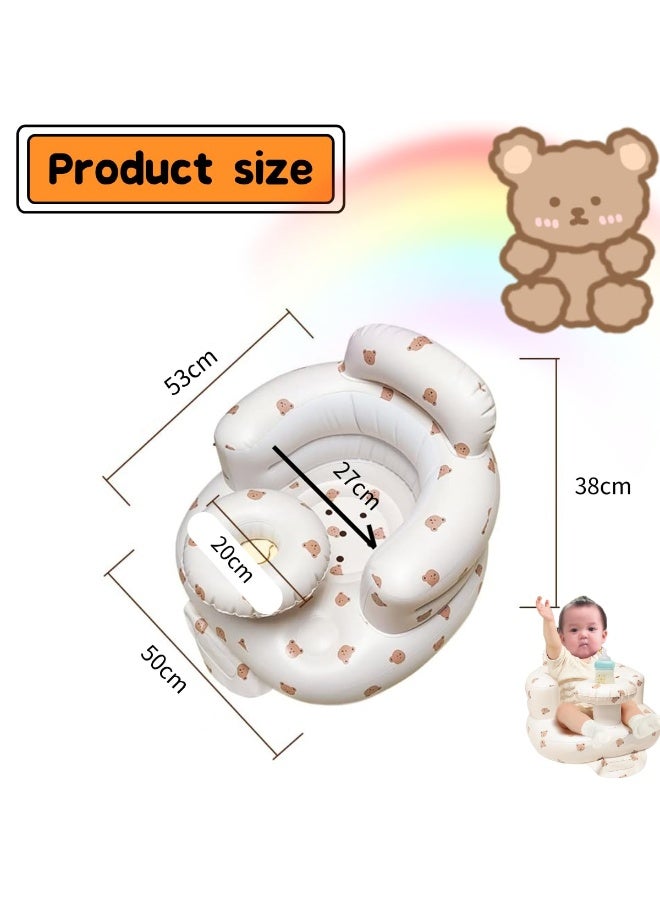 4-24 Months Baby Inflatable Seat with Built-in Air Pump, Back Support for Babies, Sitting Chair, Baby Shower Chair, Seat (Bear) - Image 2