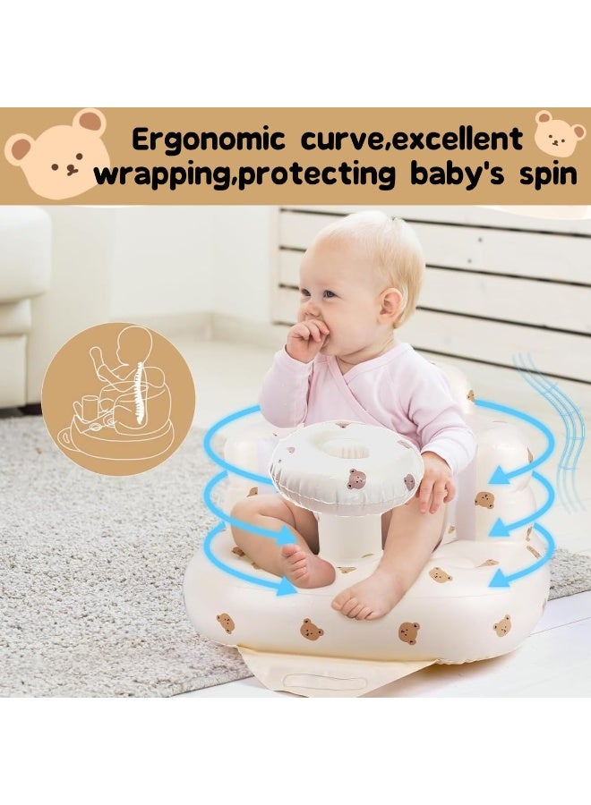 4-24 Months Baby Inflatable Seat with Built-in Air Pump, Back Support for Babies, Sitting Chair, Baby Shower Chair, Seat (Bear) - Image 5