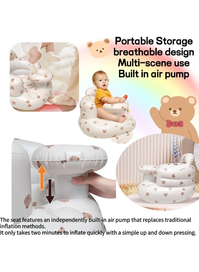 4-24 Months Baby Inflatable Seat with Built-in Air Pump, Back Support for Babies, Sitting Chair, Baby Shower Chair, Seat (Bear) - Image 3