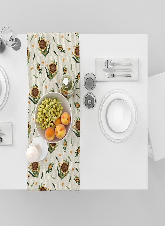 Astitva Cotton Table Runner - 13 x 72 Inches | Off White, Sunflower Print Dining Table Cloth | Elegant 6-8 Seater Runner for Home & Party Decoration - Image 5