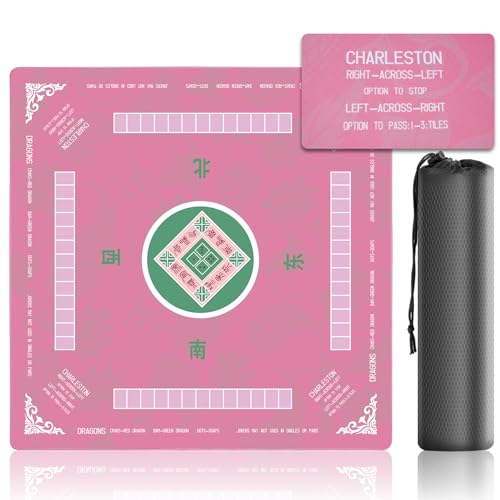 XXSTAR 315 Inch Mahjong Mat for Table 3MM NonSlip Noise Reduction Gaming Mat with Drawstring Bag Perfect for Poker Board Games Card Games Tile Games and Dominoes Pink - Image 1