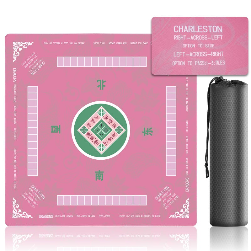 XXSTAR 315 Inch Mahjong Mat for Table 3MM NonSlip Noise Reduction Gaming Mat with Drawstring Bag Perfect for Poker Board Games Card Games Tile Games and Dominoes Pink - Image 3