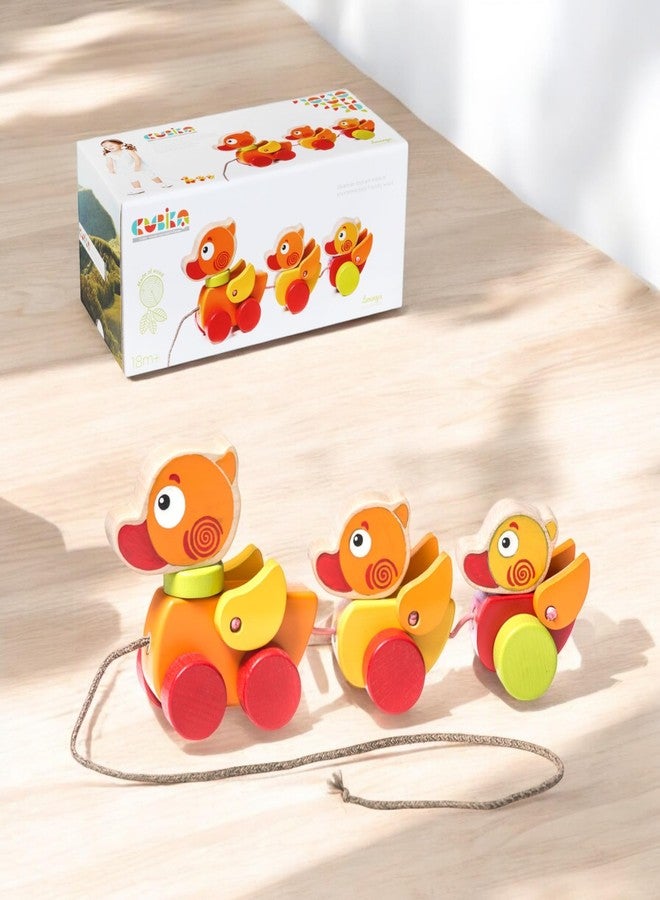 Cubika Wooden Walk Along Ducks - Pull Toys for Toddlers Ages 1-3 - Montessori Inspired, FSC-Certified Wood, German Water-Based Paint - Travel-Friendly Wooden Toy for Boys and Girls - Image 2