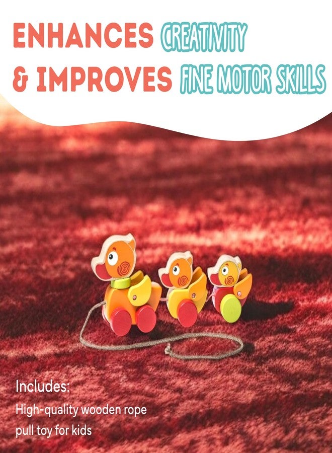 Cubika Wooden Walk Along Ducks - Pull Toys for Toddlers Ages 1-3 - Montessori Inspired, FSC-Certified Wood, German Water-Based Paint - Travel-Friendly Wooden Toy for Boys and Girls - Image 4
