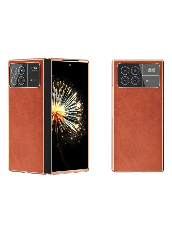The Bros Case For Xiaomi Mix Fold 3 Nano Plating Cowhide Texture PU Phone Case