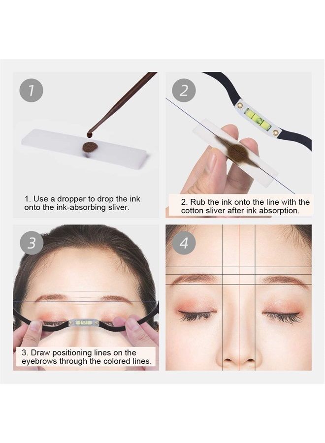 ZJchao Eyebrow Tattoo Ruler, Professional Microblading Line Marker Ruler Eyebrow Ruler Sticker More Symmetrical, Eyebrow Tattoo Positioning Tool Horizontal Ruler Liquid 0.07ml for Makeup(Black) - Image 2