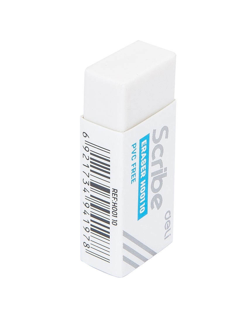 Deli Deli EH00110 Eraser 40×17×12mm WHITE 30pcs/box - ideal for school, office, and home use  - Image 4