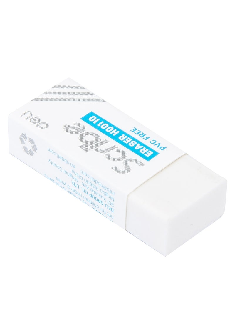 Deli Deli EH00110 Eraser 40×17×12mm WHITE 30pcs/box - ideal for school, office, and home use  - Image 2