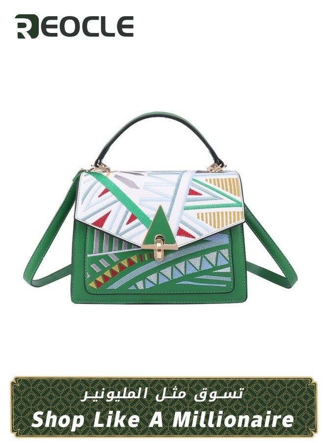 REOCLE Women's Crossbody Bag New National Style Embroidered Bag Women's Evening Handbag Single Shoulder Crossbody Bag Small Square Bag - Image 1