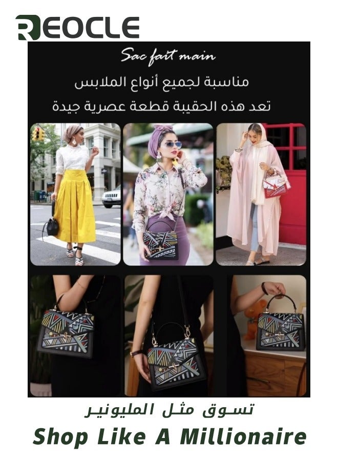 REOCLE Women's Crossbody Bag New National Style Embroidered Bag Women's Evening Handbag Single Shoulder Crossbody Bag Small Square Bag - Image 4