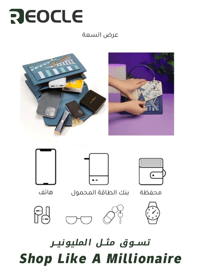 REOCLE Women's Crossbody Bag New National Style Embroidered Bag Women's Evening Handbag Single Shoulder Crossbody Bag Small Square Bag - Image 5