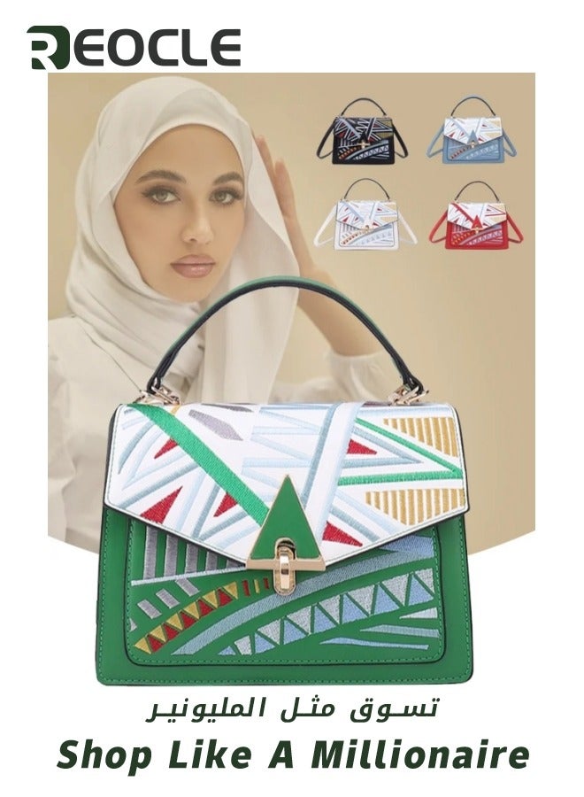 REOCLE Women's Crossbody Bag New National Style Embroidered Bag Women's Evening Handbag Single Shoulder Crossbody Bag Small Square Bag - Image 2