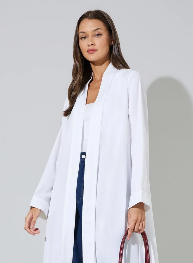 Amirah  White Solid Open Front Maxi Abaya for Women | Best Price UAE