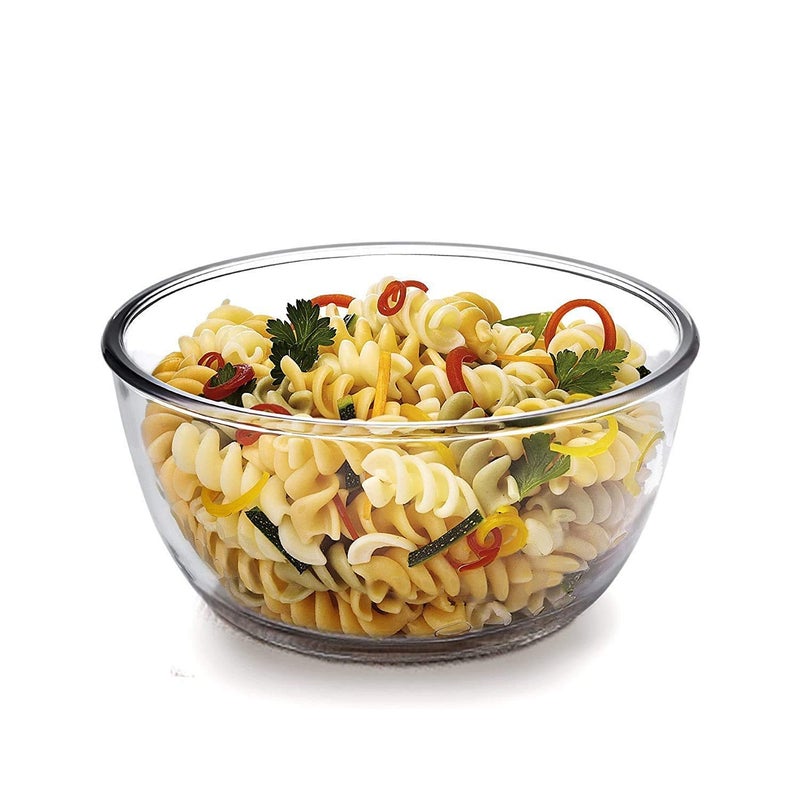HAPPY BORN Glass Bowl for Mixing Dough Pasta Cereal Salad Cake Potpourri Large Perfect Size Mixing Bowl Microwave Dishwasher Safe 1000ml Set of 1 Piece Clear - Image 1