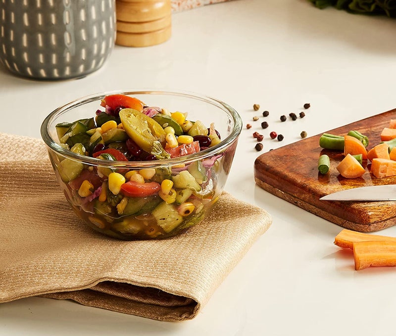 HAPPY BORN Glass Bowl for Mixing Dough Pasta Cereal Salad Cake Potpourri Large Perfect Size Mixing Bowl Microwave Dishwasher Safe 1000ml Set of 1 Piece Clear - Image 3