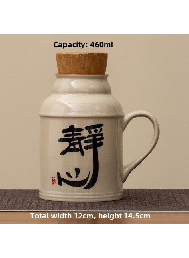 Ceramic Small Thermos Household Carry-on Vintage Cold Water Bottle To Make Tea Office Stuffy Teapot Creative Water Cup Mug-color:Quiet Water Kettle-capacity:About 460ml - Image 1