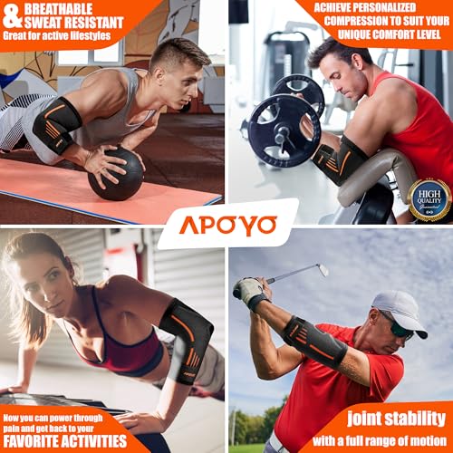 APOYO Elbow Brace for Tendonitis and Tennis Elbow, (Pair) Compression Sleeve for Arthritis, Workouts, Reduce Joint Pain During Fitness Activity (Small) - Image 2