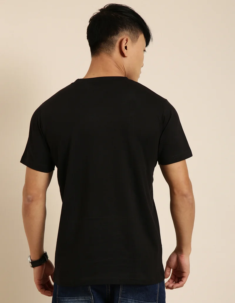 جوفن تيشيرت قطن أسود كبير الحجم للرجال