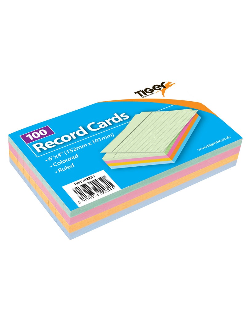 TIGER RECORD CARDS RULED COLORED 5X3" 100 SHTS PACK OF 2 - Image 2