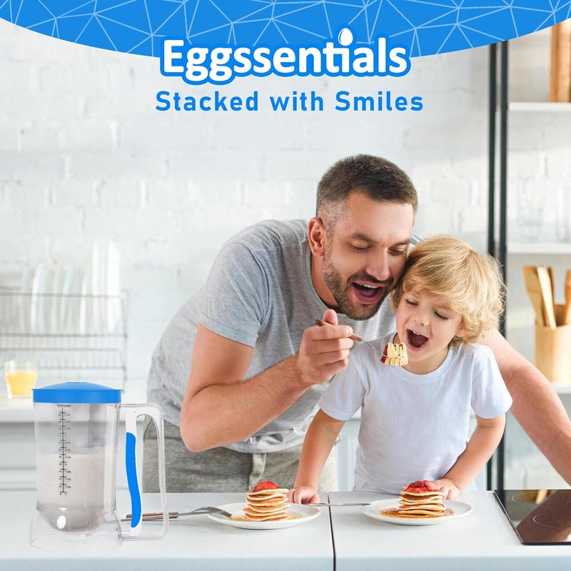 Eggssentials Batter Dispenser – Easy Pour Pancake Batter Dispenser for Cupcakes, Muffins, Waffles & Griddle – Kitchen Baking Tool BPA-Free - Blue Color - Image 2