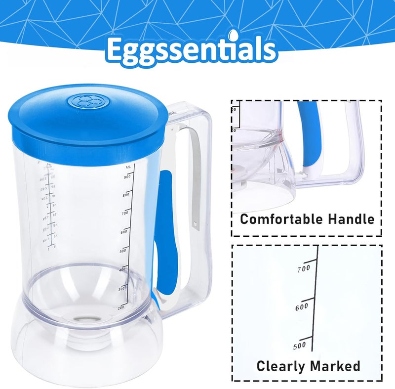 Eggssentials Batter Dispenser – Easy Pour Pancake Batter Dispenser for Cupcakes, Muffins, Waffles & Griddle – Kitchen Baking Tool BPA-Free - Blue Color - Image 3