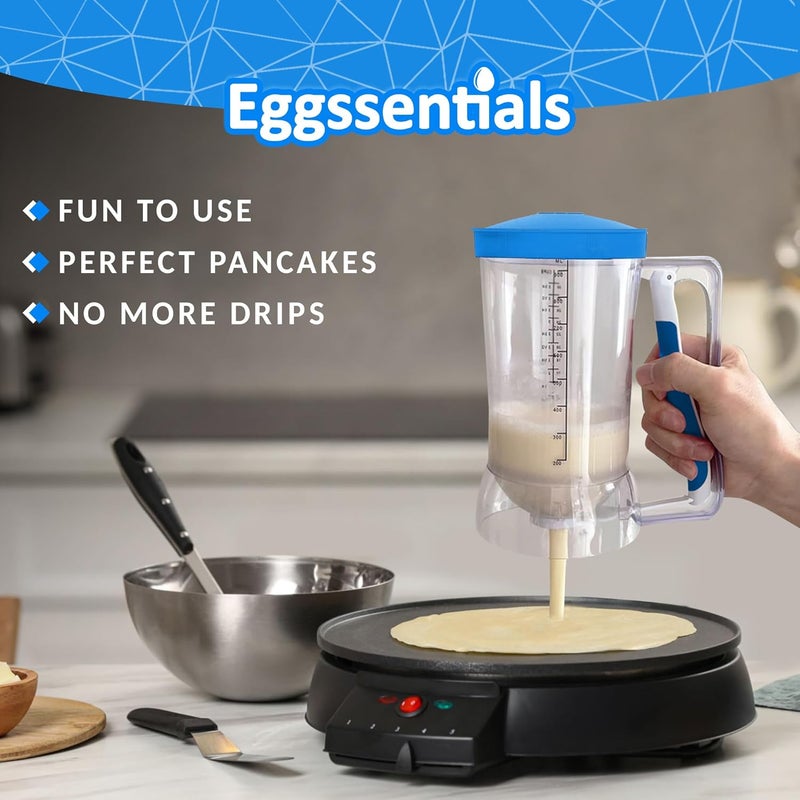 Eggssentials Batter Dispenser – Easy Pour Pancake Batter Dispenser for Cupcakes, Muffins, Waffles & Griddle – Kitchen Baking Tool BPA-Free - Blue Color - Image 5