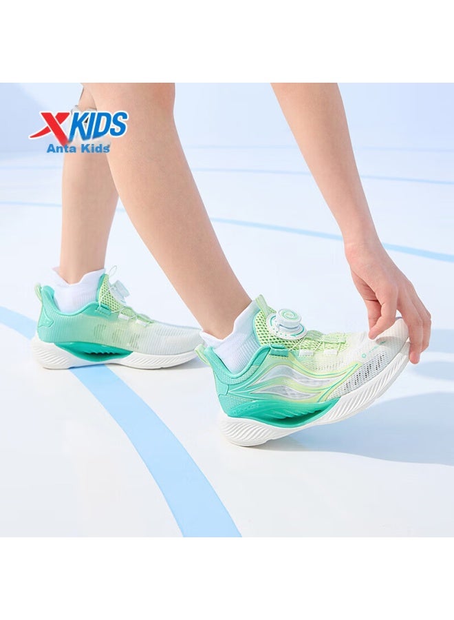 Xtep Children's Hydrogen Wind 5.0 Boys And Girls Breathable Rotary Button Comfortable Running Shoes Jelly Green/aurora Green Size 39 - Image 3