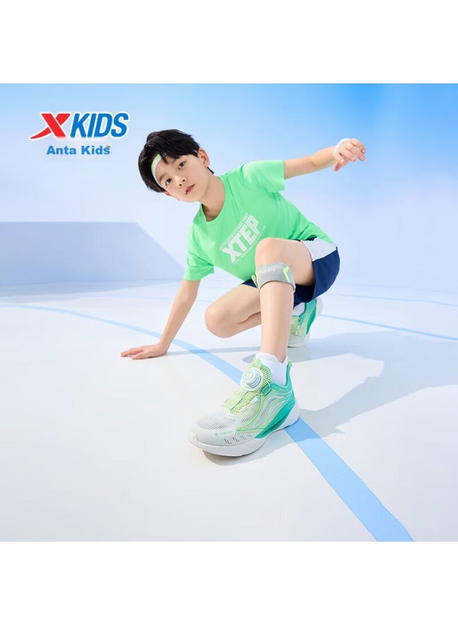 Xtep Children's Hydrogen Wind 5.0 Boys And Girls Breathable Rotary Button Comfortable Running Shoes Jelly Green/aurora Green Size 39 - Image 4