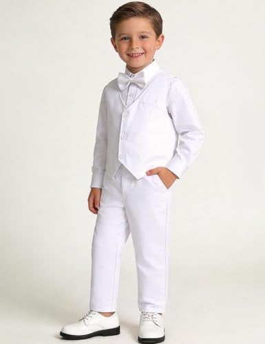 A&J DESIGN AJ DESIGN Baby Boy Baptism Outfit Christening Wedding Formal Dedication Blessing White Suit 1218 Months - Image 3