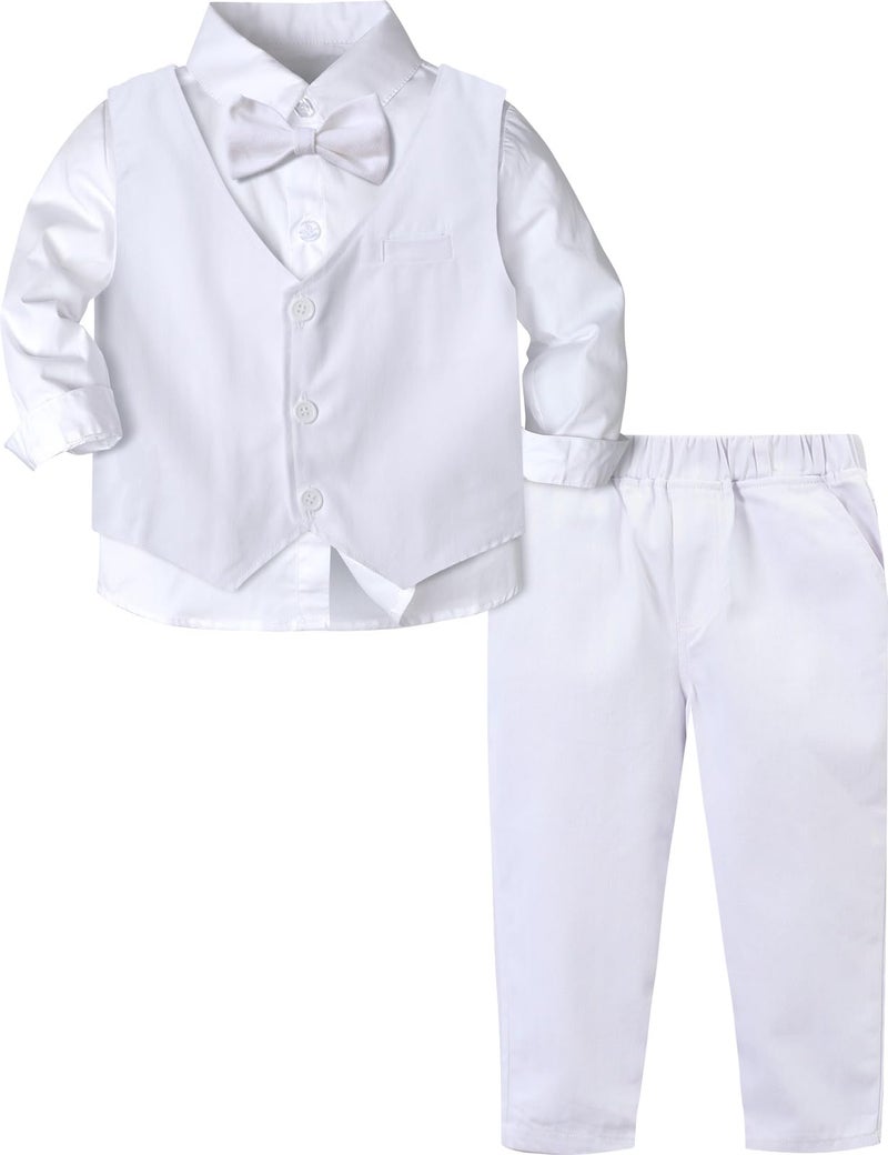 A&J DESIGN AJ DESIGN Baby Boy Baptism Outfit Christening Wedding Formal Dedication Blessing White Suit 1218 Months - Image 2