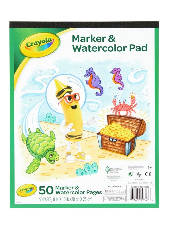 Crayola دفتر تلوين كرايولا مع أقلام ماركر وألوان مائية، 50 صفحة تلوين فارغة، ورق رسم، مستلزمات فنية للأطفال، هدايا - Image 1