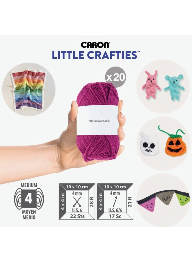 CARON Little Crafties 20 Assorted Acrylic Yarn Skeins 63Yd Each For Knitting And Crochet Projects , Multipack Starter Kit, Multicolor - Image 4
