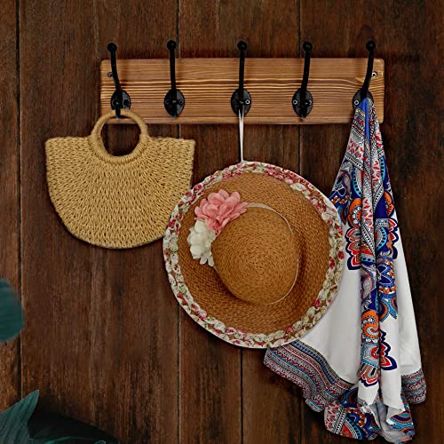 WEBI Rustic Coat Rack Wall Mount,5 Cast Iron Coat Hooks Wall Mounted,Heavy Duty Wall Coat Hanger Hooks for Hanging Coats,Clothes,Rustic Brown - Image 3