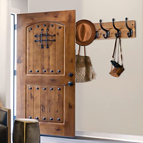WEBI Rustic Coat Rack Wall Mount,5 Cast Iron Coat Hooks Wall Mounted,Heavy Duty Wall Coat Hanger Hooks for Hanging Coats,Clothes,Rustic Brown - Image 5