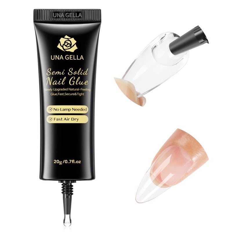 UNA GELLA Super Strong Nail Glue for Press On Nails: 20g, Soft Gel Nail Tips No Lamp Need, Fast-curing, Long Lasting, Semi Solid Gel Nail Glue for Fake False Acrylic Nails - Image 1