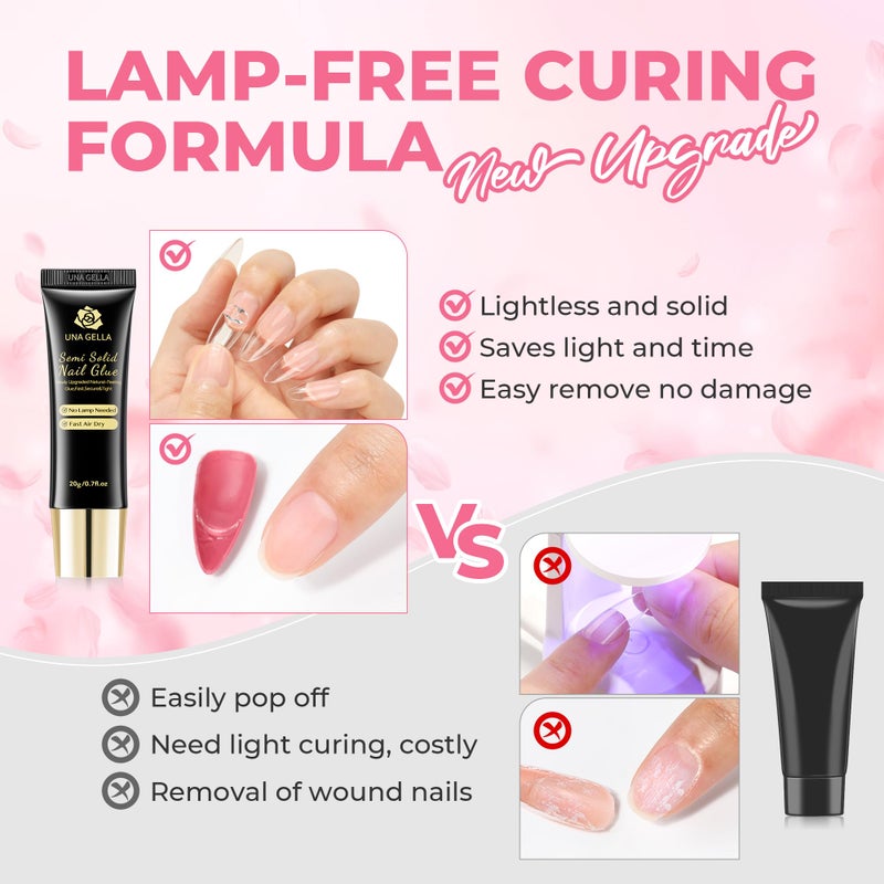 UNA GELLA Super Strong Nail Glue for Press On Nails: 20g, Soft Gel Nail Tips No Lamp Need, Fast-curing, Long Lasting, Semi Solid Gel Nail Glue for Fake False Acrylic Nails - Image 2